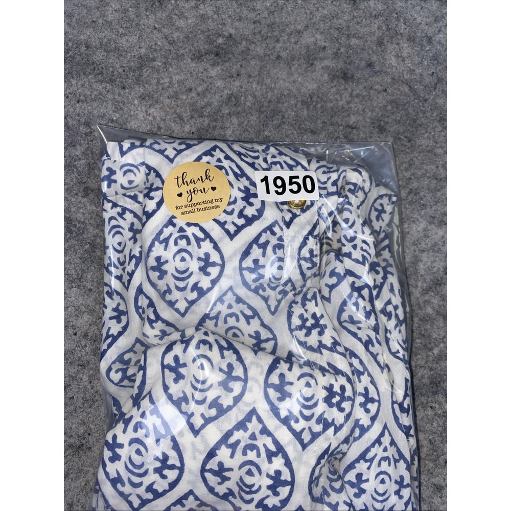 Liza Byrd Tunic Top Women's Small‎ Blue & White Damask Print Beachy Nautical - Picture 13 of 13